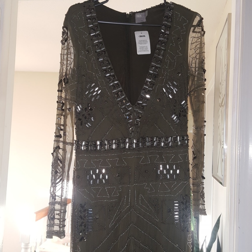 NWT - ASOS Olive Green Embellished Jumpsuit